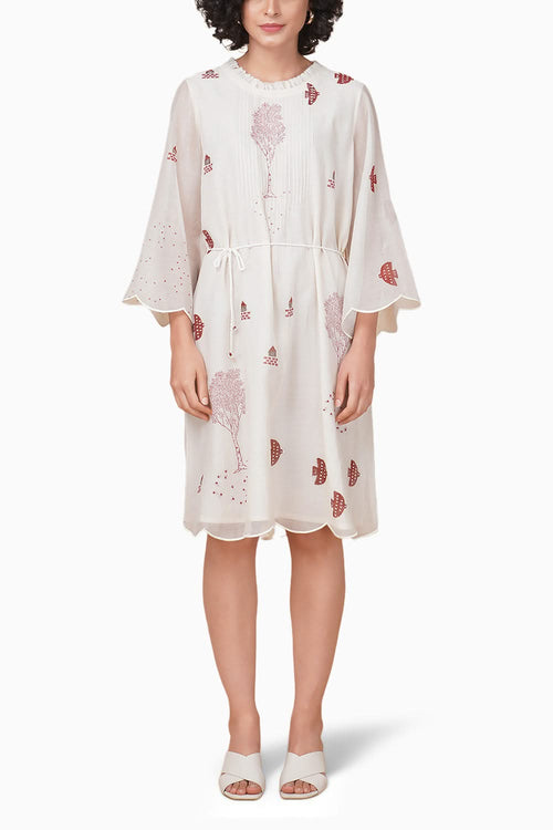 Hakoni Print Ivory Dress