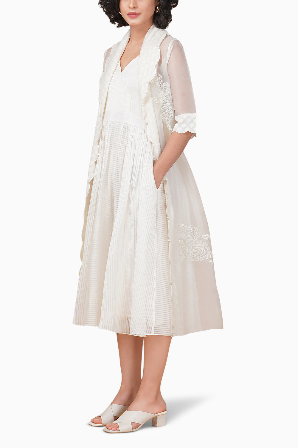 Bara Embroidered Ivory Jacket and Dress