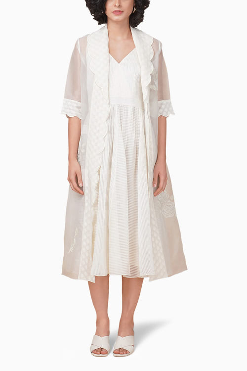 Bara Embroidered Ivory Jacket and Dress