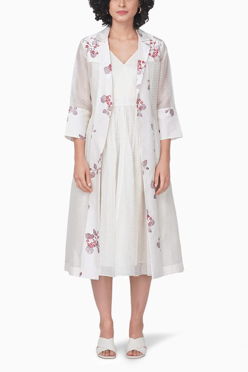 Sakura Printed Jacket with Ivory Dress