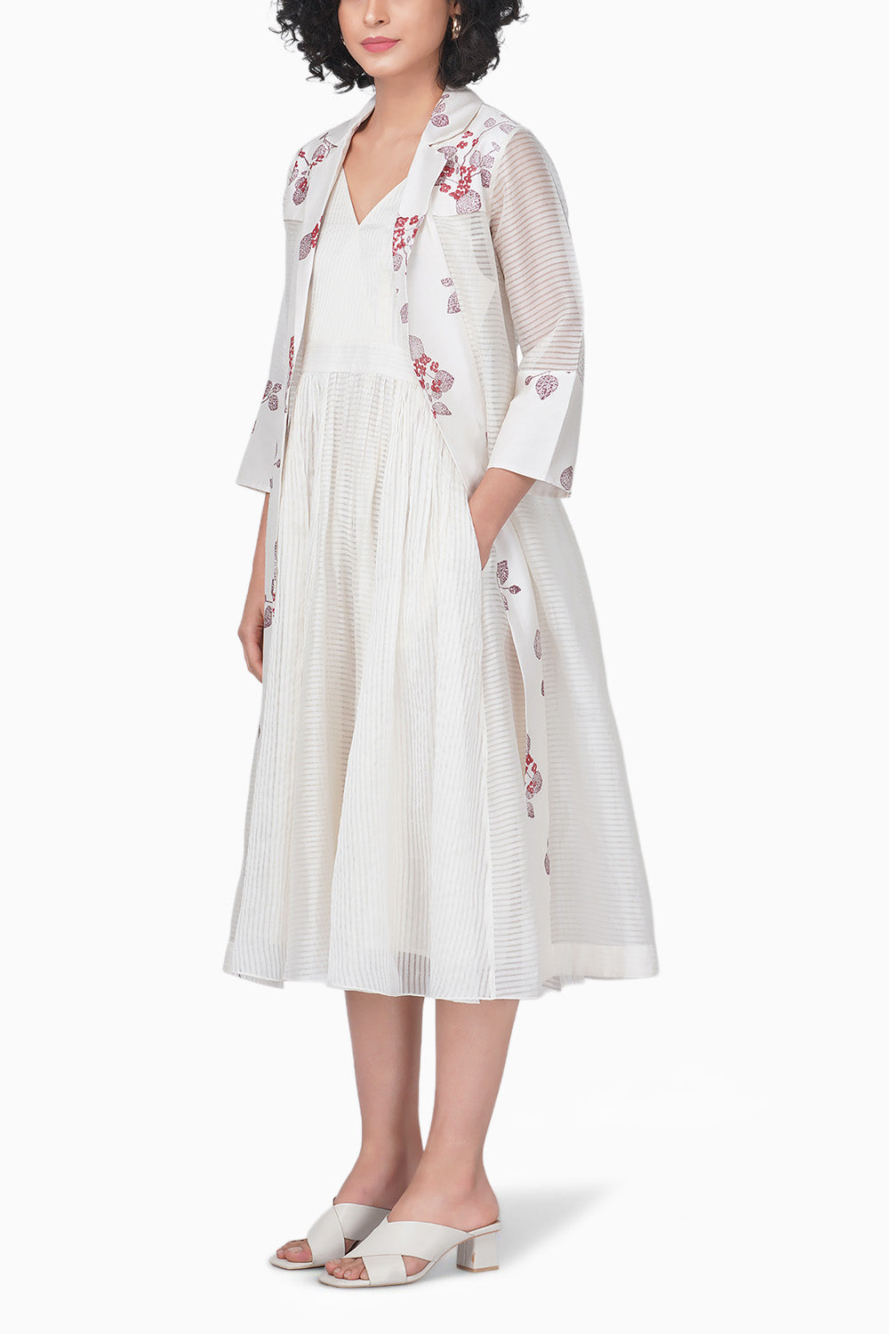 Sakura Printed Jacket with Ivory Dress