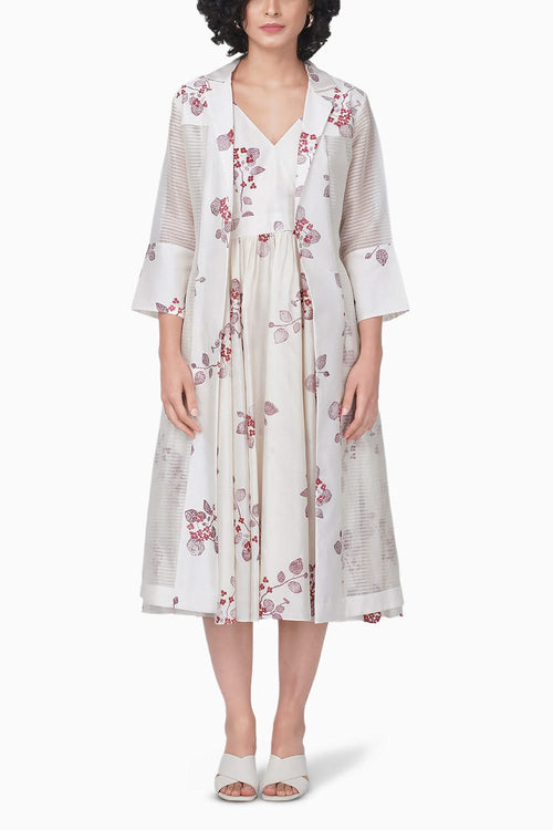 Sakura Printed Ivory Jacket and Dress