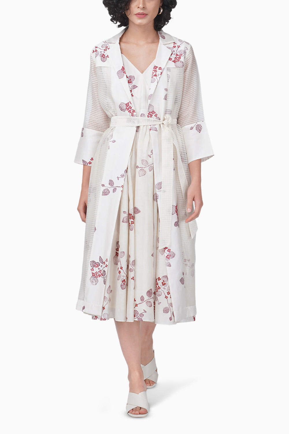 Sakura Printed Ivory Jacket and Dress