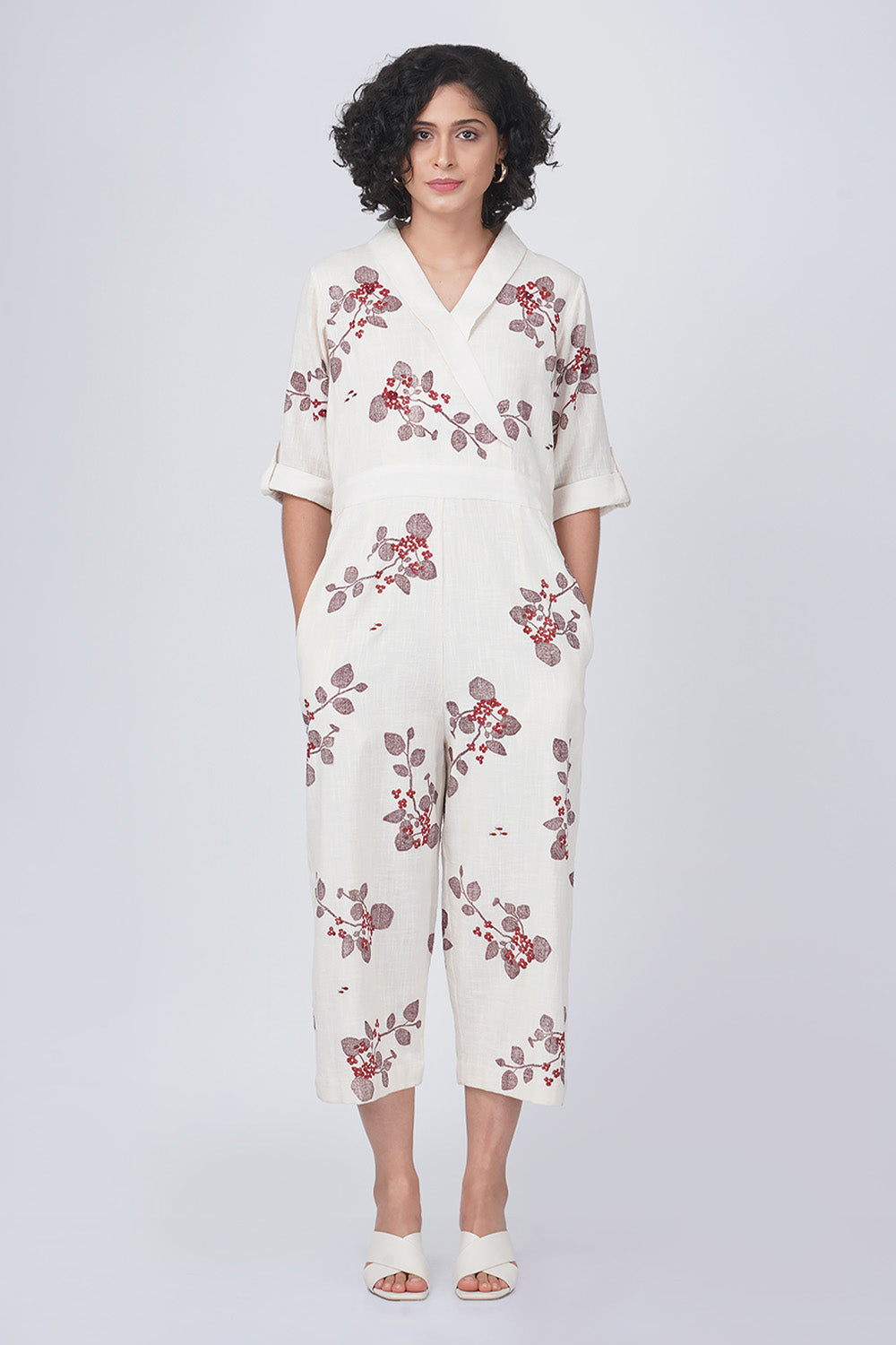 Sakura Printed Linen Jumpsuit