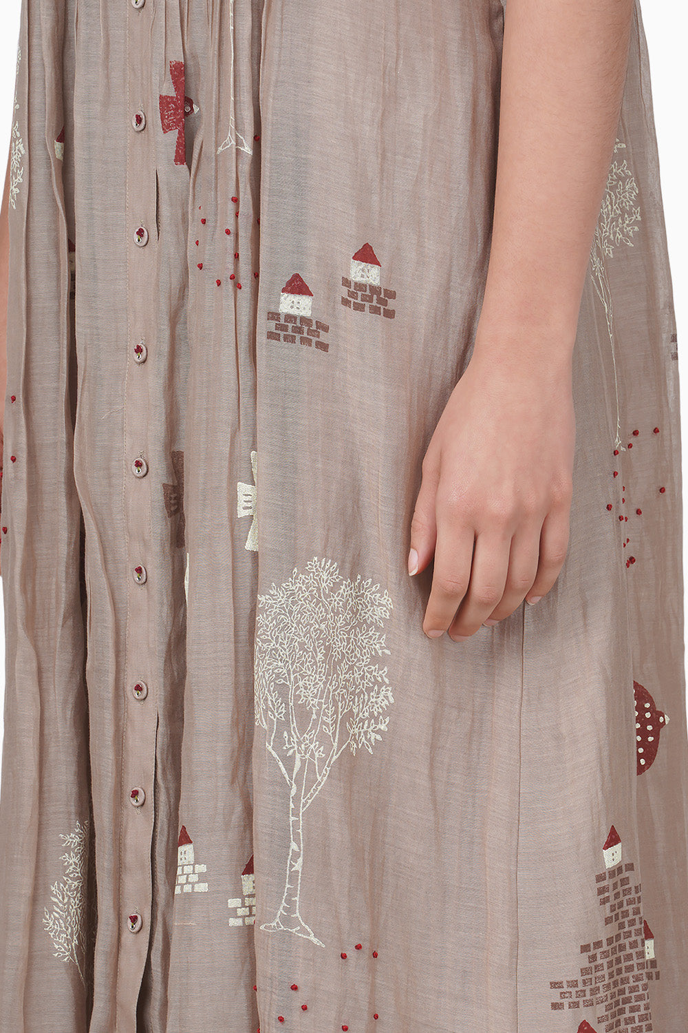 Hakoni Printed Peinted Beige Dress