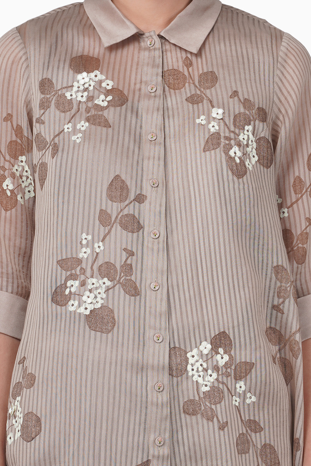 Sakura Printed Beige Shirt and Pant