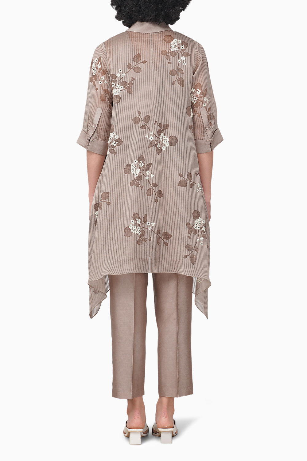 Sakura Printed Beige Shirt and Pant