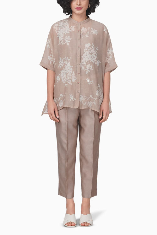 Yuri Printed Beige Shirt and Pant