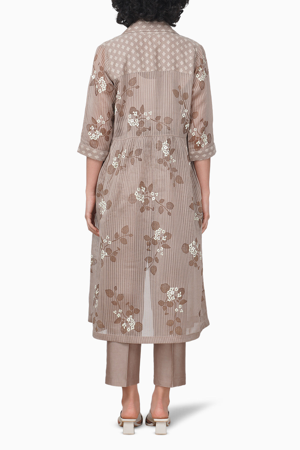 Sakura Printed Beige Jakcet and Pants