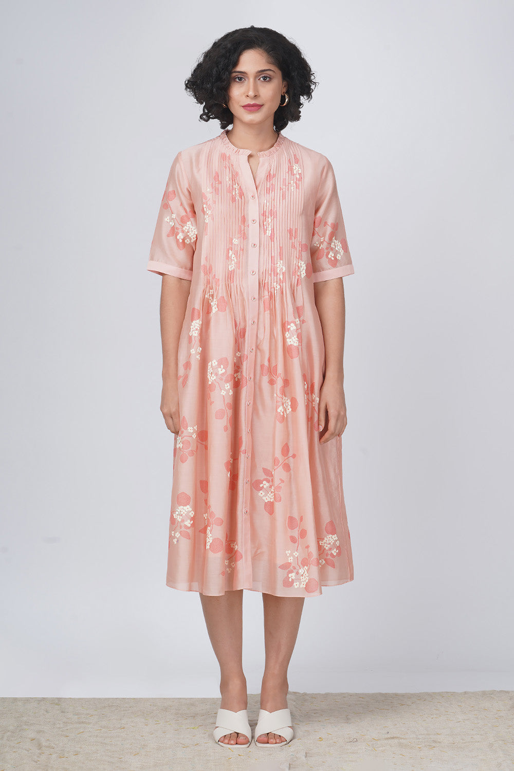 Sakura Printed Old Rose Dress