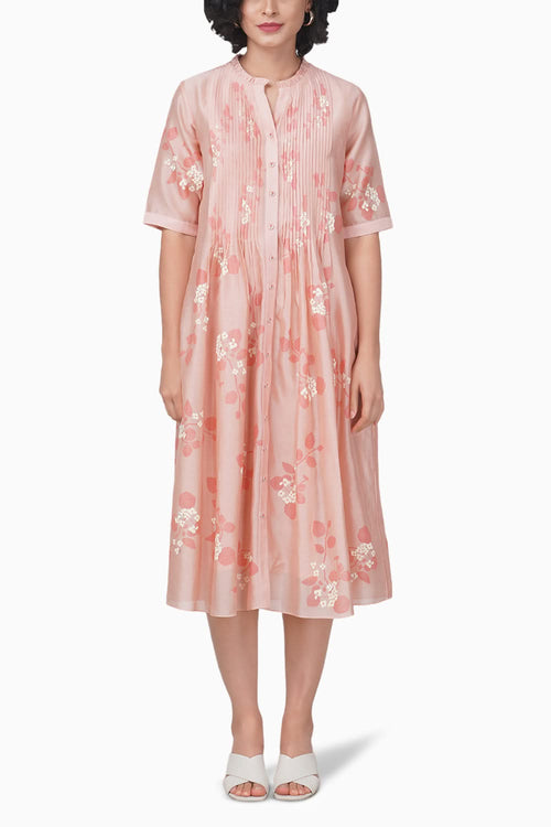 Sakura Printed Old Rose Dress