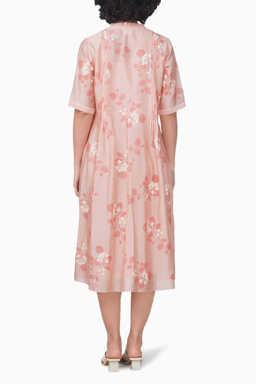 Sakura Printed Old Rose Dress