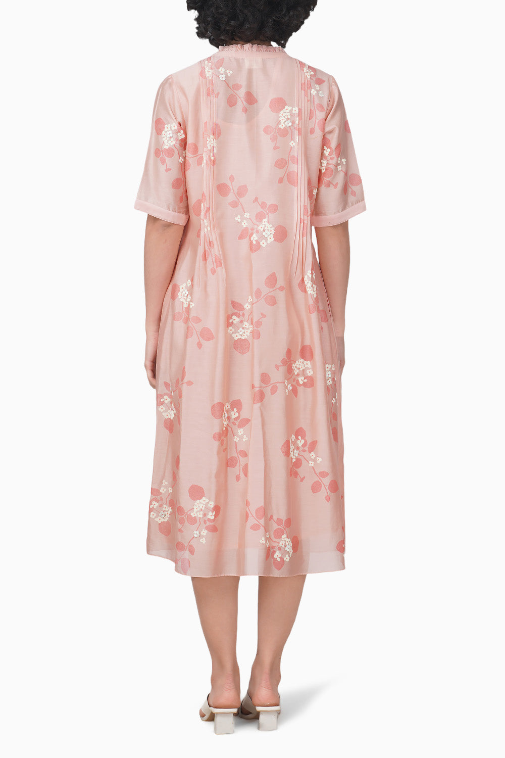 Sakura Printed Old Rose Dress