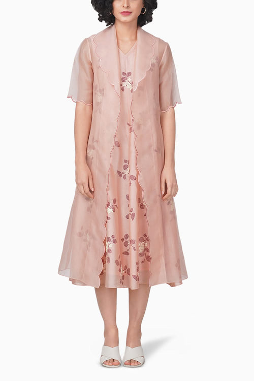 Sakura Printed Old Rose Jacket and Dress