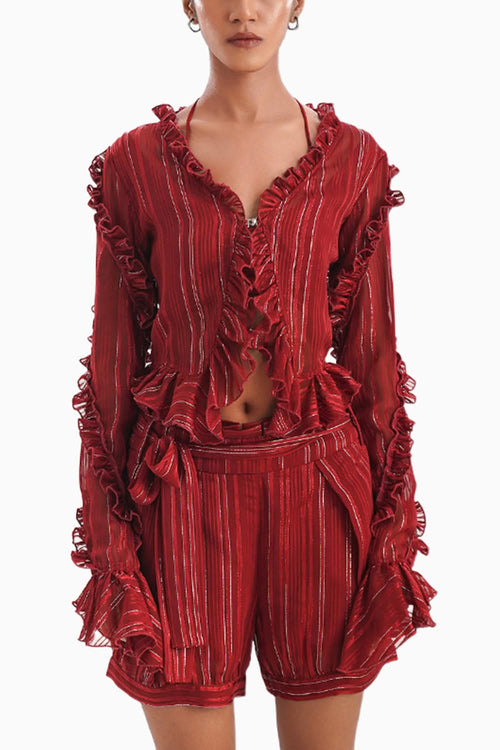 Le Rouge Chiffon Lurex Co-ord Set