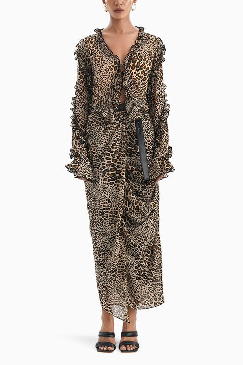 Parisy Leopard Spots Draped Skirt-Top Co-ord