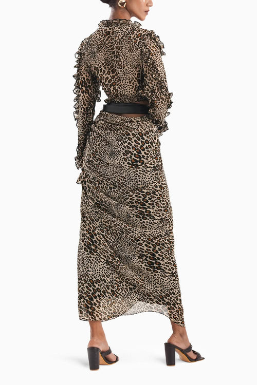 Parisy Leopard Spots Draped Skirt-Top Co-ord