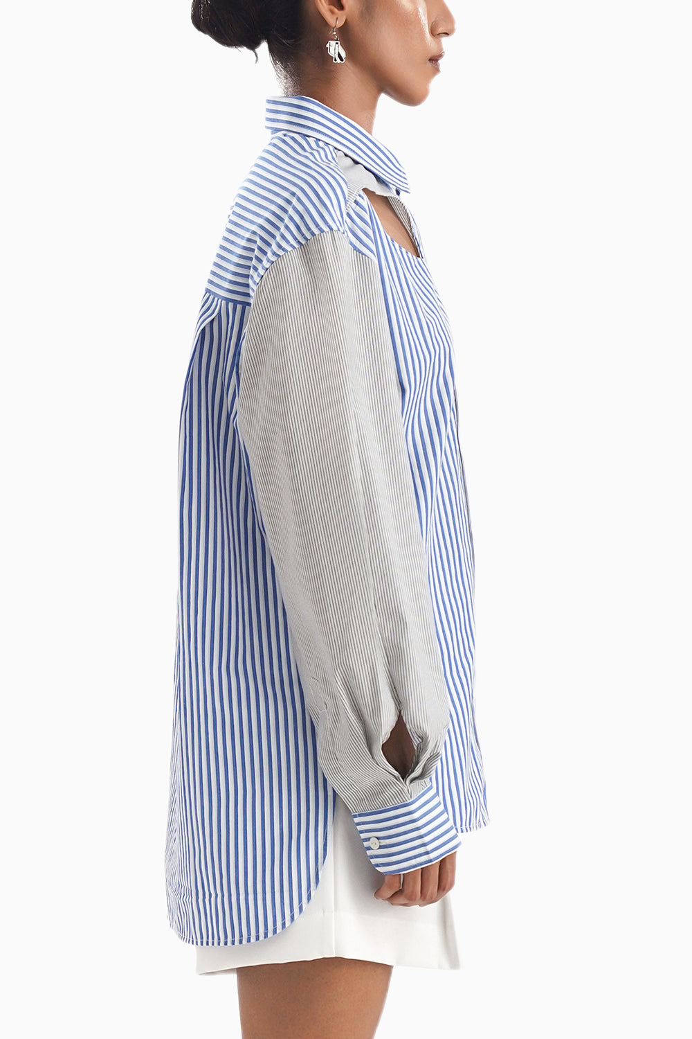 La Fente Multi Cutout Blue Stripe Shirt