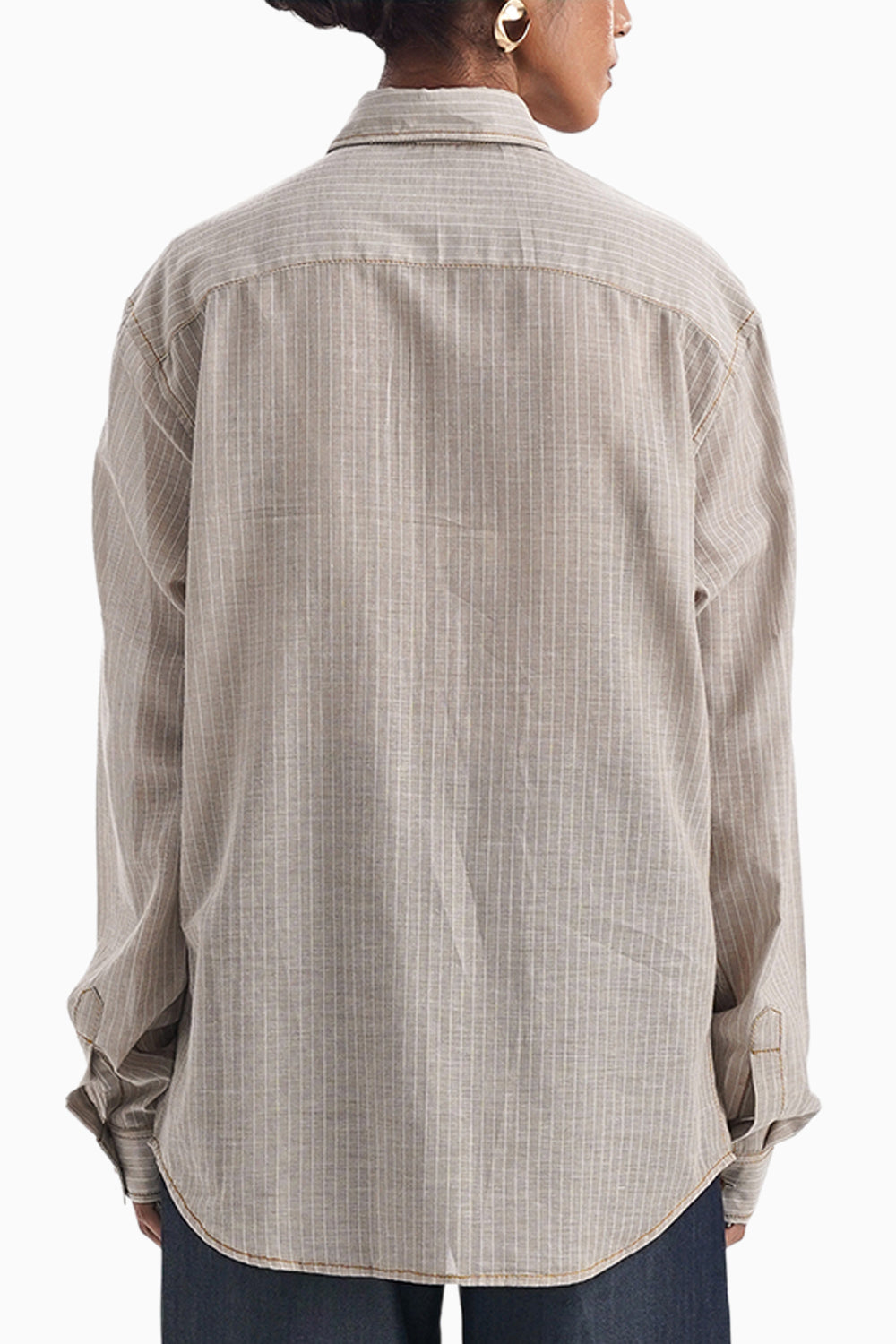 Parisy Denim Pocket Fawn Stripe Shirt