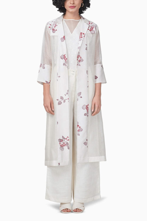 Sakura Printed Ivory Jacket and Pants