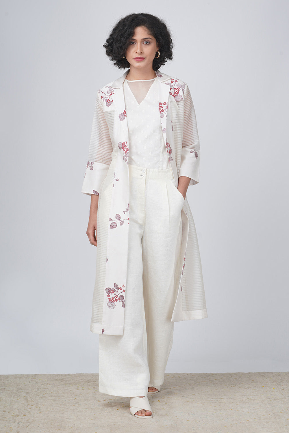 Sakura Printed Ivory Jacket and Pants