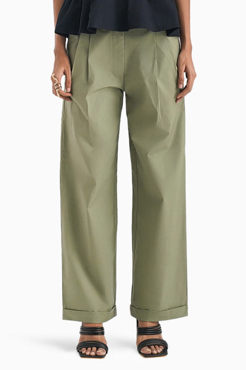 Le Plisse Olive Roll-up Pants