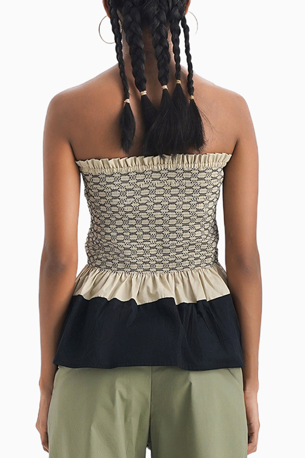 Le Peplum Beige Smocked Tube Top