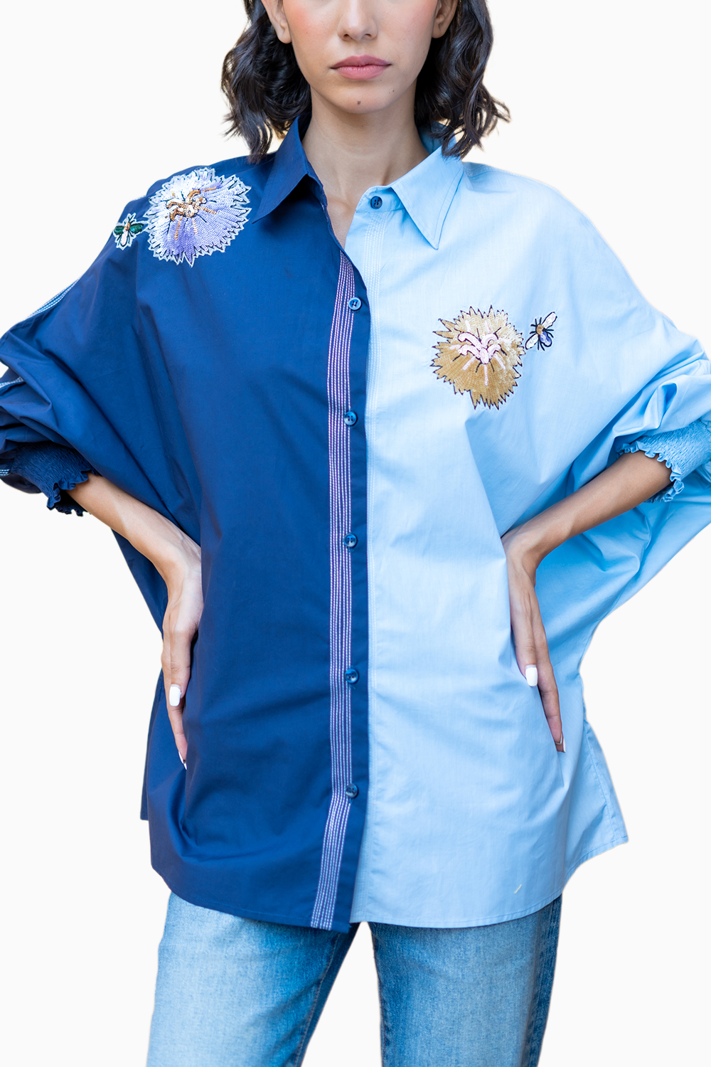 Blue & Light Blue Lily Shirt