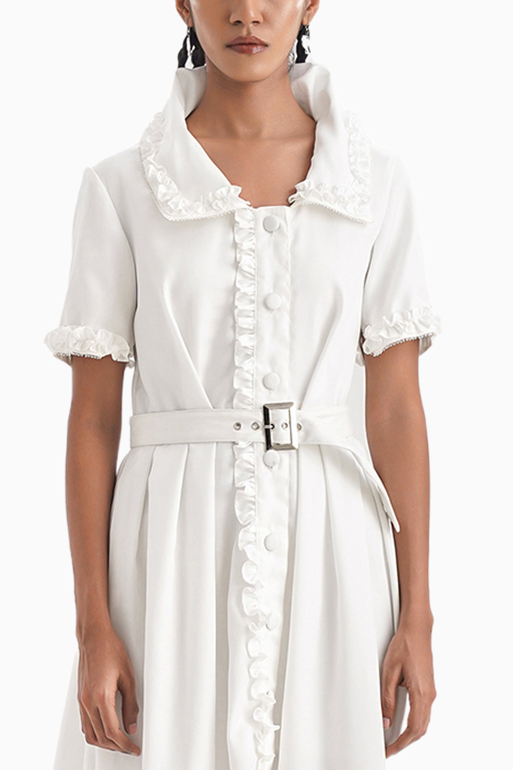 La Soiree Shirtwaist Ruffled Midi Dress