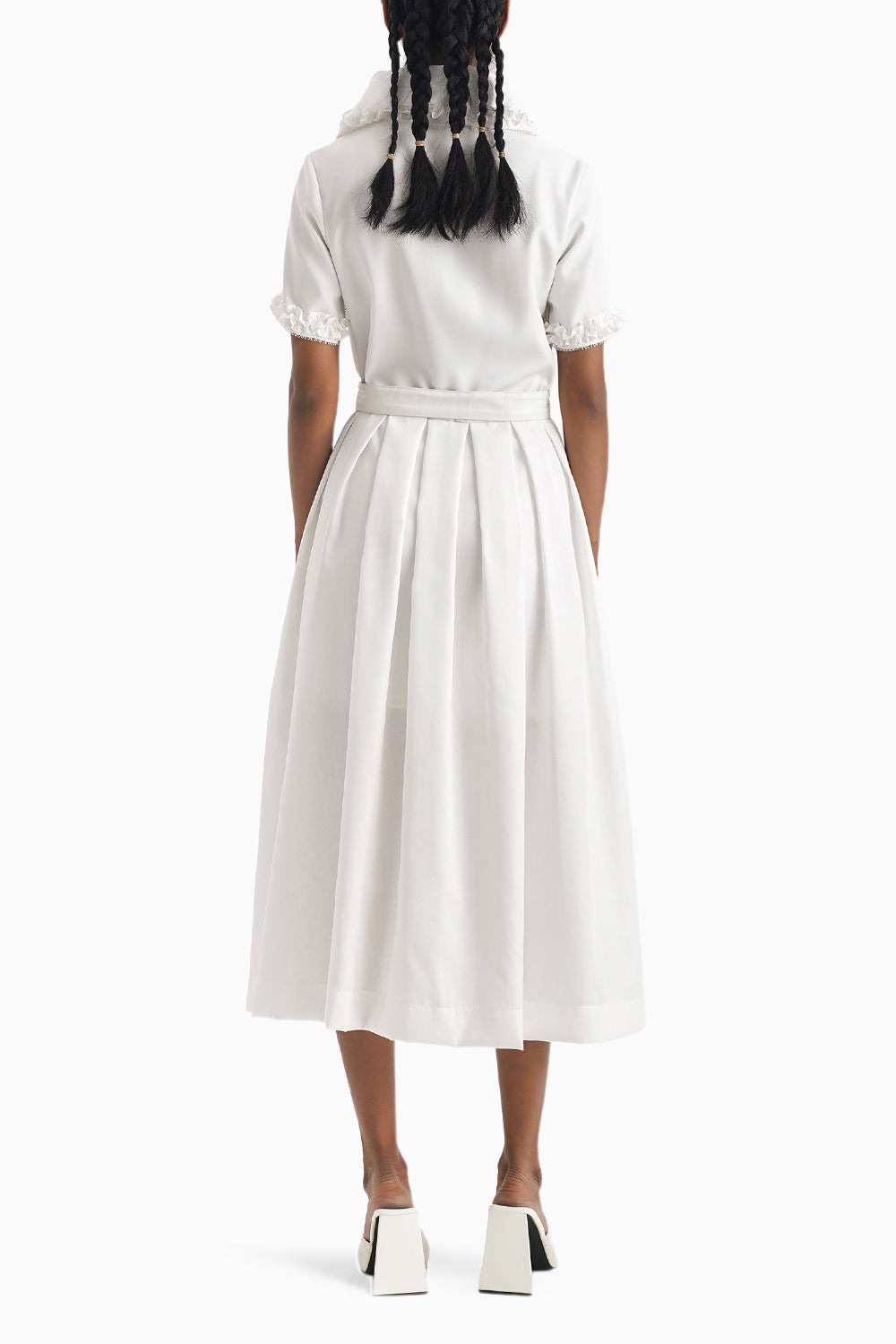 La Soiree Shirtwaist Ruffled Midi Dress