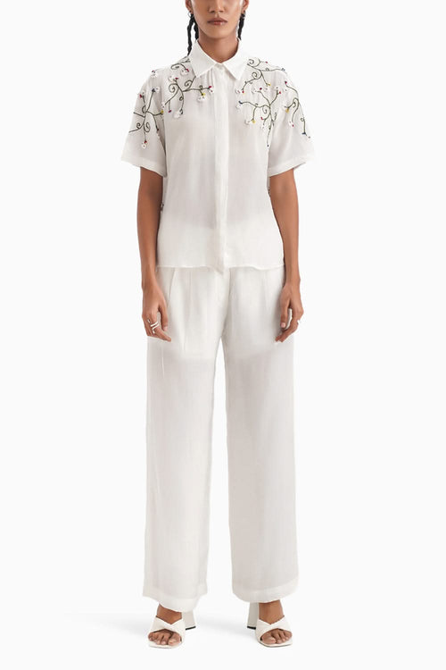 Le Jardin Vine Embroidery Ivory Co-ord Set