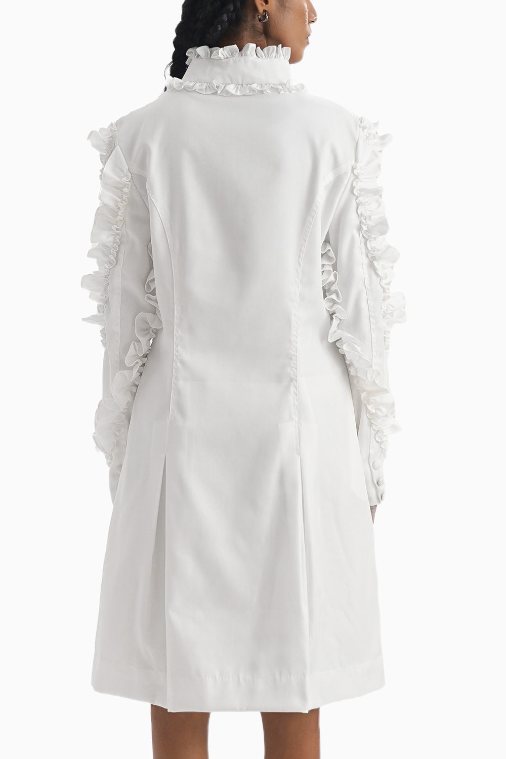 Mon Chou White Ruffled Shirtwaist Dress