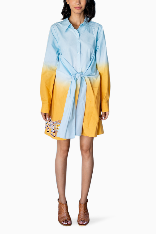Shaded Blue and Mustard Hazel Dress