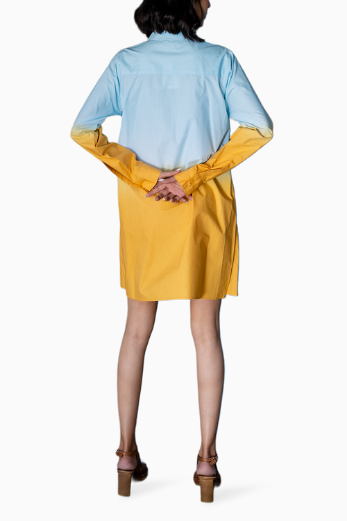 Shaded Blue and Mustard Hazel Dress