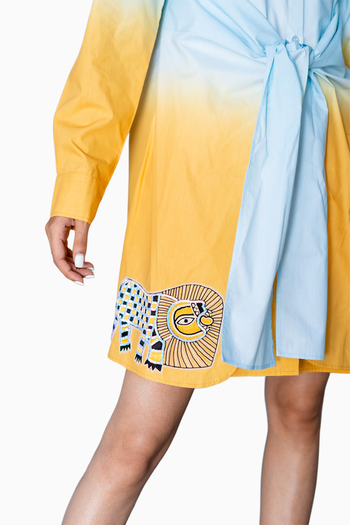 Shaded Blue and Mustard Hazel Dress