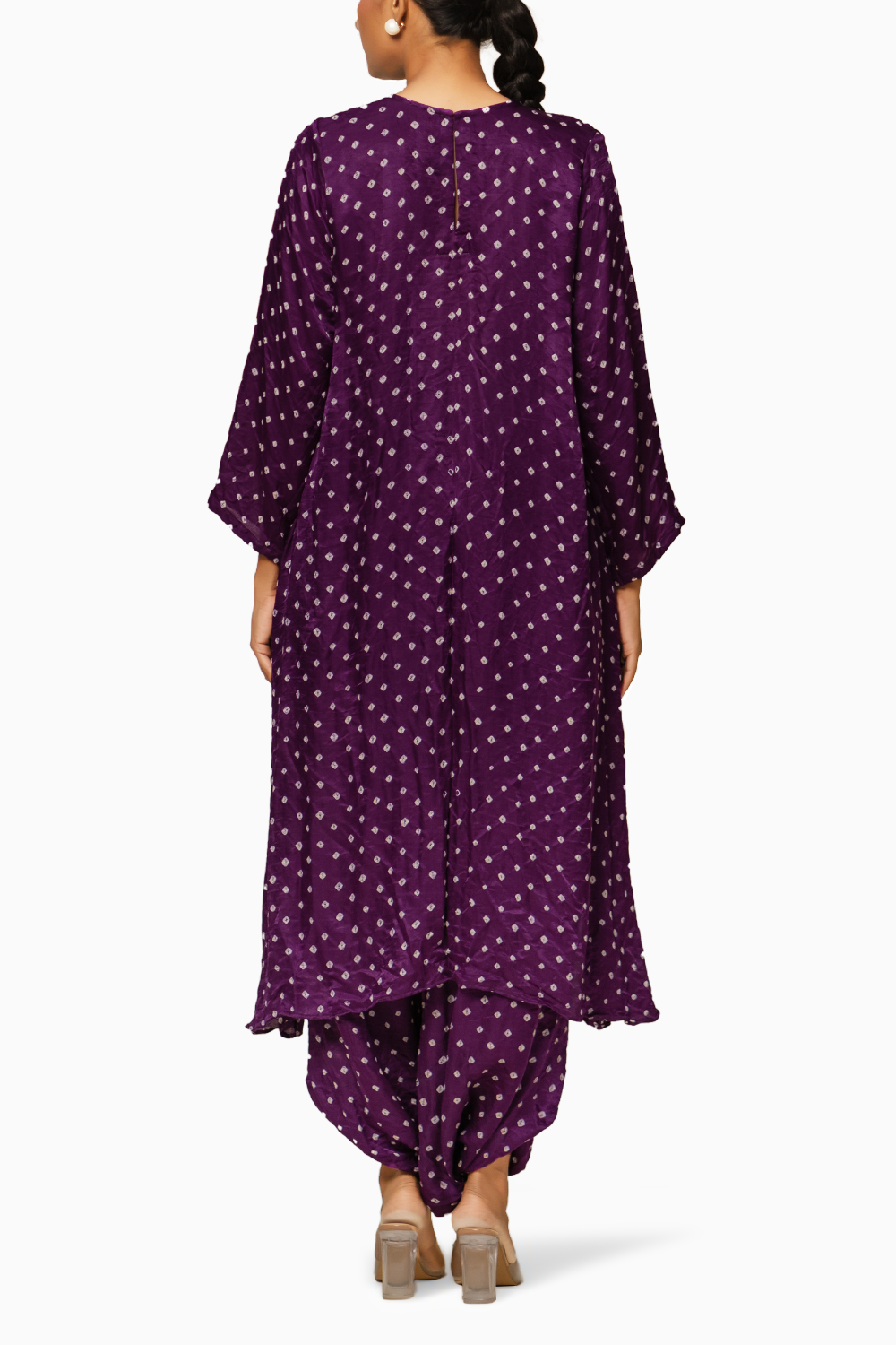 Purple Asymmetrical Overlap Dhoti Set