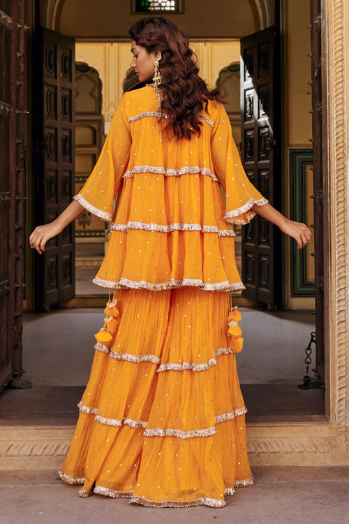 Saffron 4 Tier Peplum Sharara