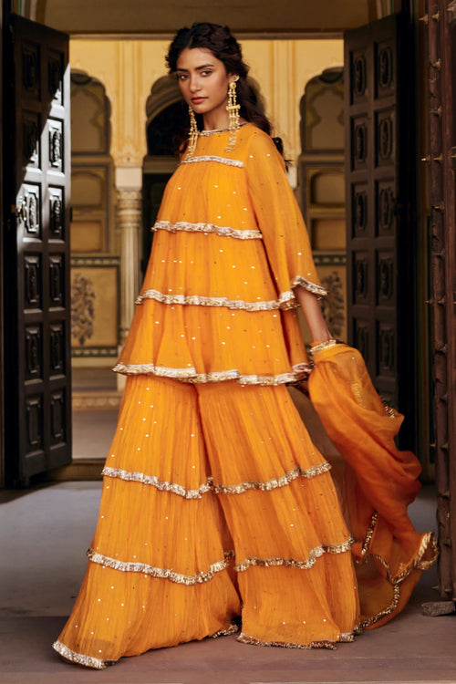 Saffron 4 Tier Peplum Sharara