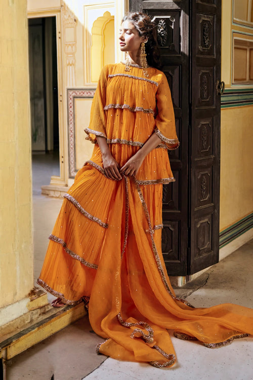 Saffron 4 Tier Peplum Sharara