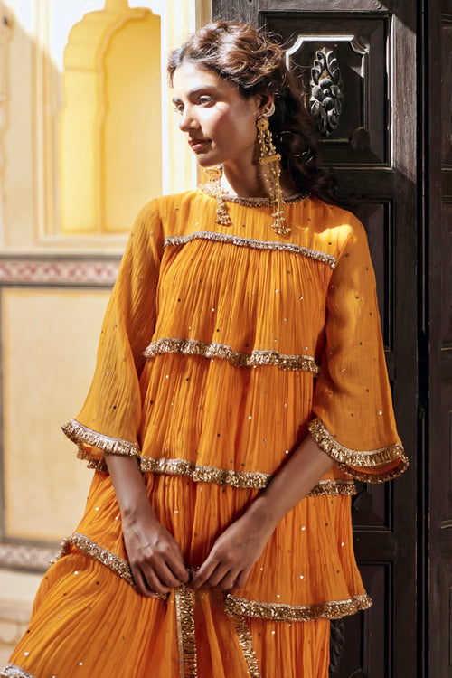 Saffron 4 Tier Peplum Sharara