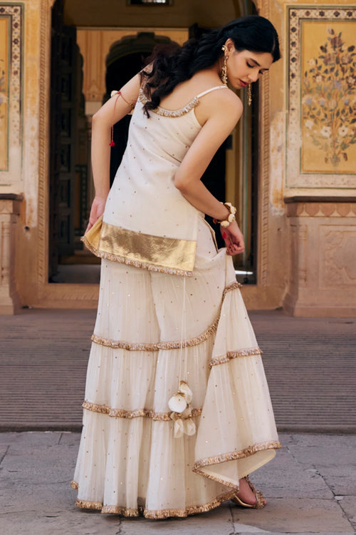 Ivory Spaghetti Straight Sharara