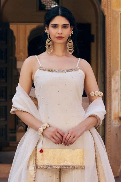 Ivory Spaghetti Straight Sharara
