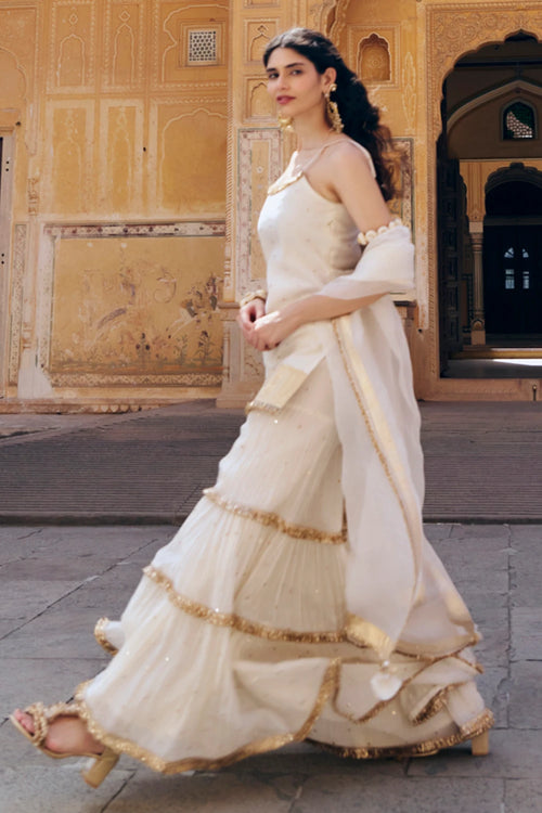 Ivory Spaghetti Straight Sharara