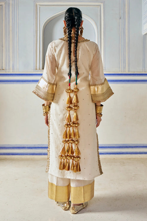 Ivory Straight Kurta with Wide Pants