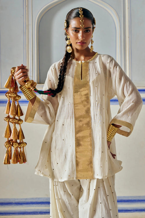 Ivory A Line Kurta with Farsi Salwar