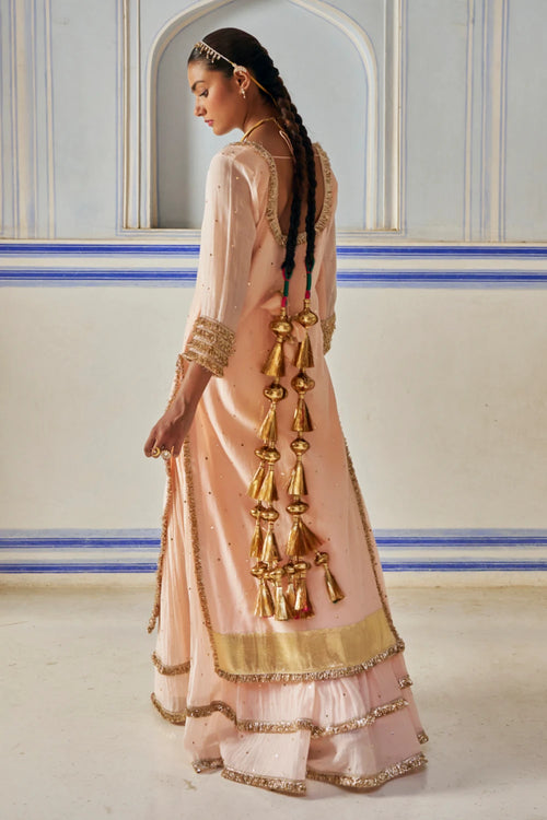 Vintage Blush Straight Kurta with Sharara