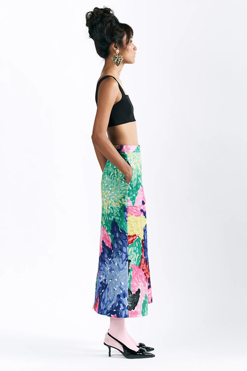Linear Bloom Midi Skirt