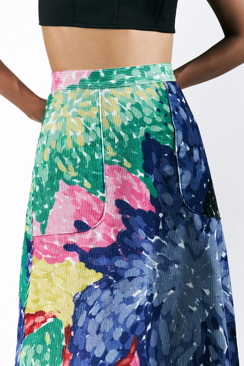 Linear Bloom Midi Skirt