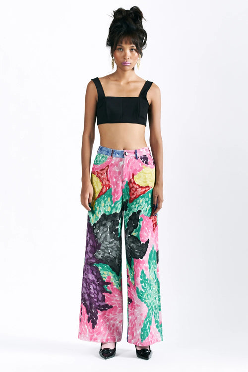 Linear Bloom Straight Trousers