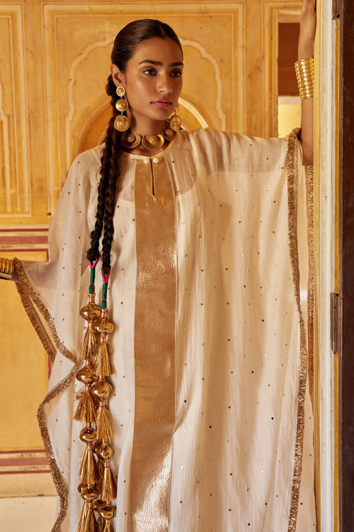 Ivory Center Line Kaaftan with Pant